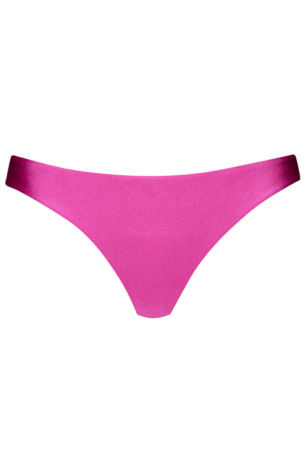 A pink bikini bottom against a white wall.