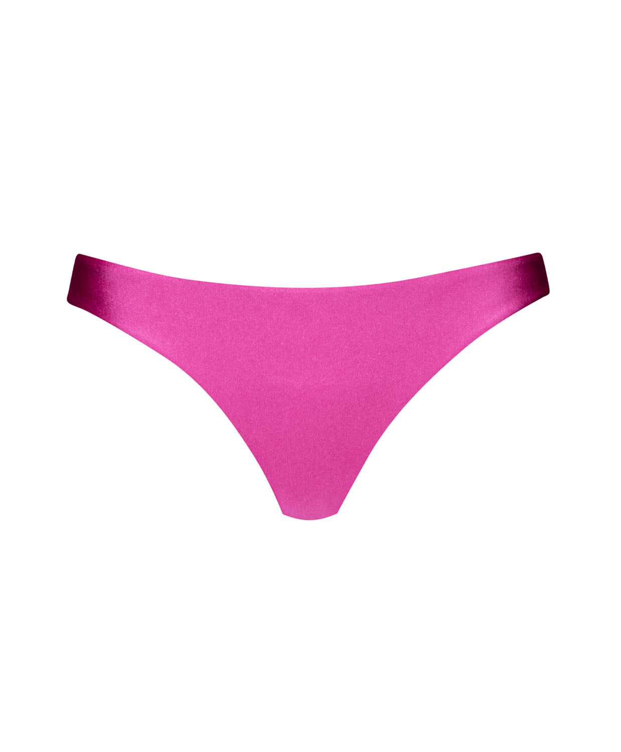 A pink bikini bottom against a white wall.