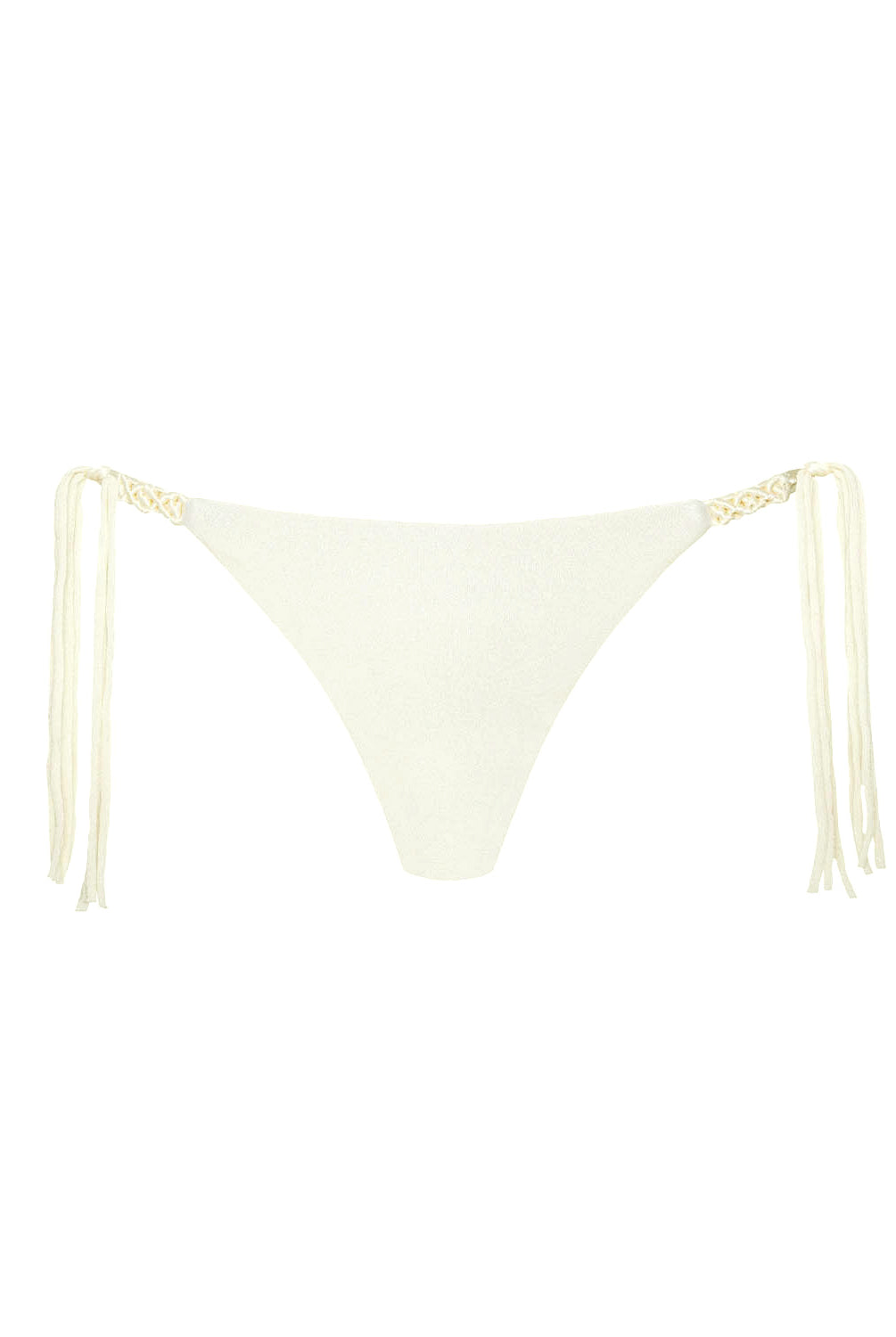 Cream tie side bikini bottom against a white background