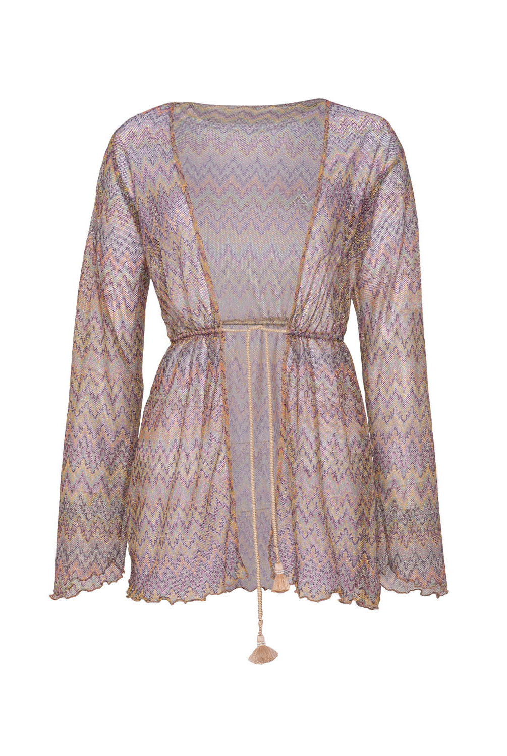 Sheer patterned top on a white background