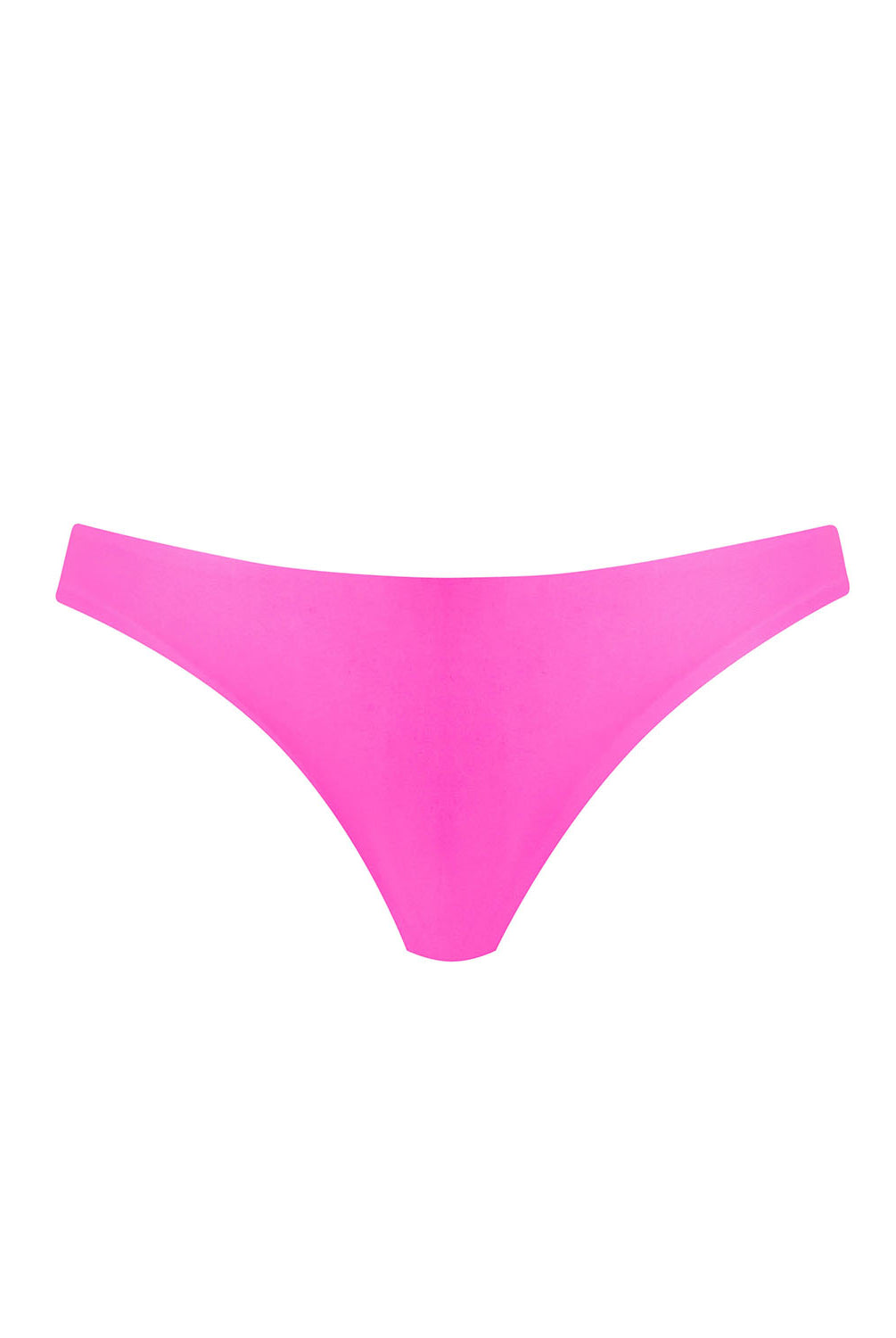 A pink bikini bottom against a white wall.