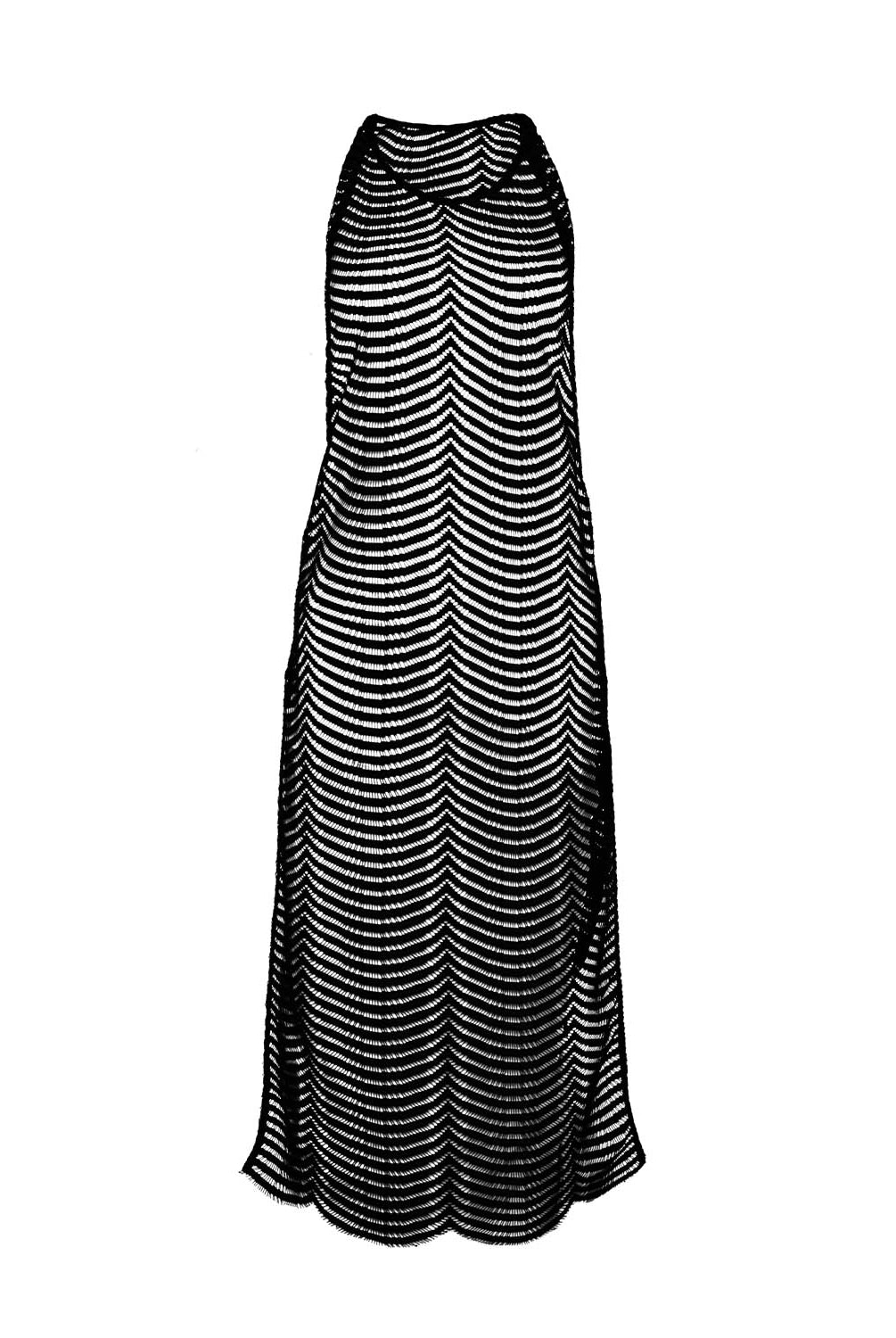 Black mesh long dress on a white background