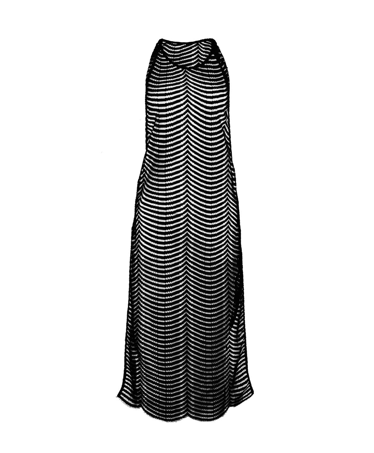 Black mesh long dress on a white background