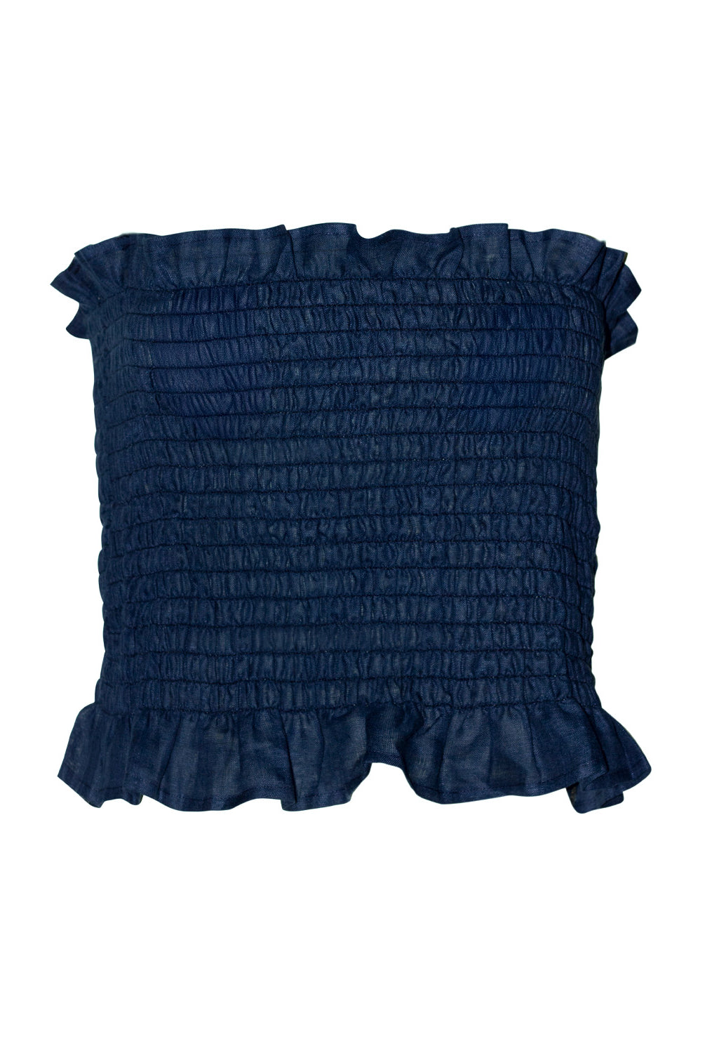 Navy Lexi Smocked Top strapless smocked feminine resort top