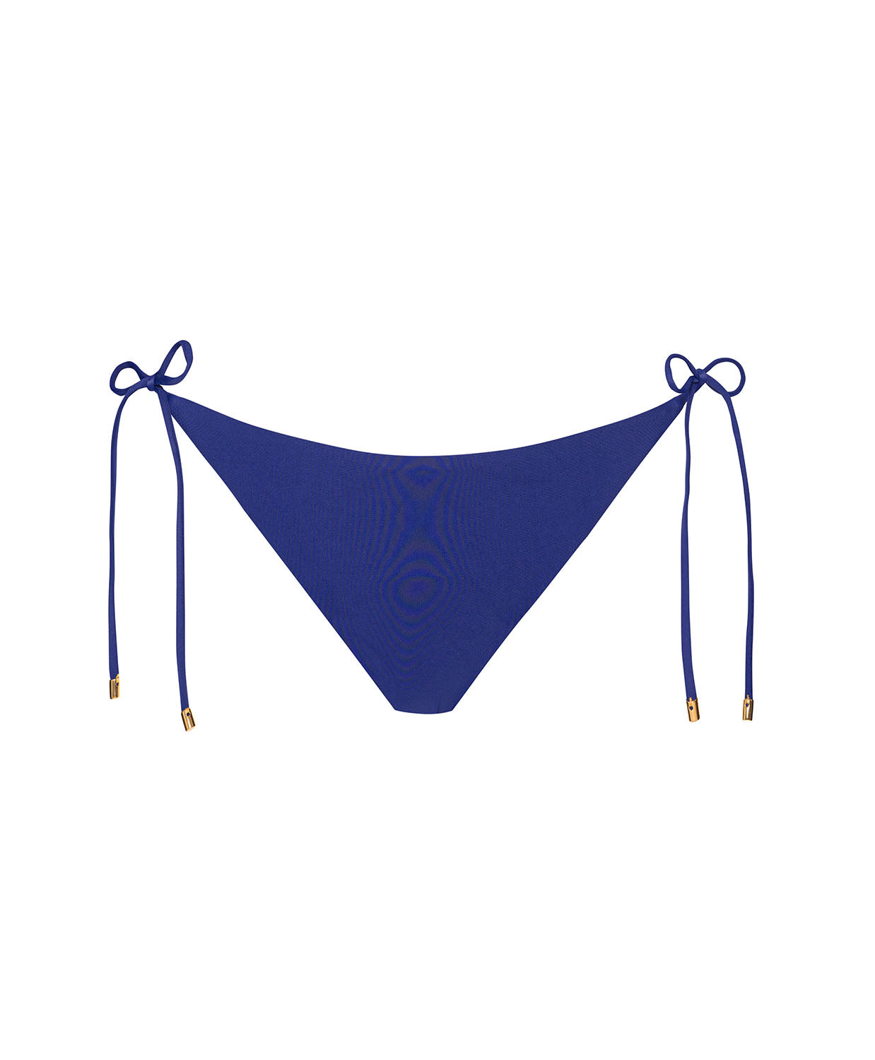 Navy blue bikini bottoms with a low-rise fit and adjustable tie sides