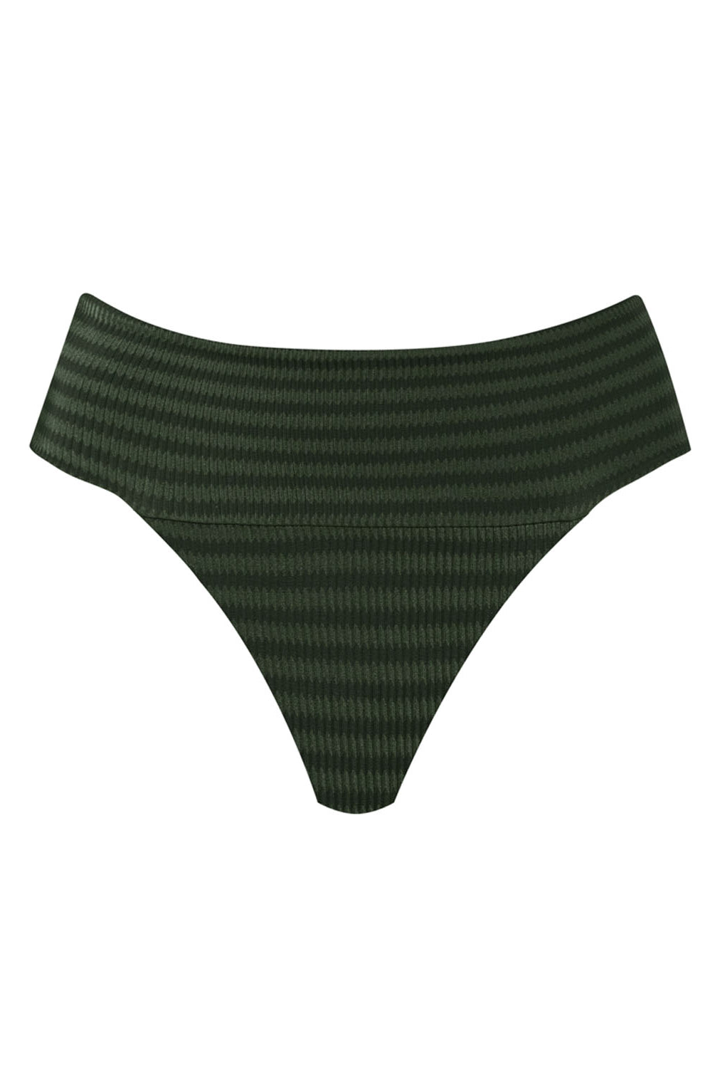 A green bikini bottom against a white wall.