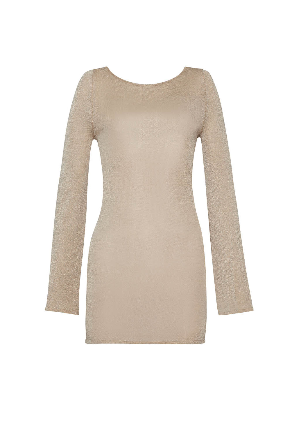 Beige long-sleeve dress on a white background