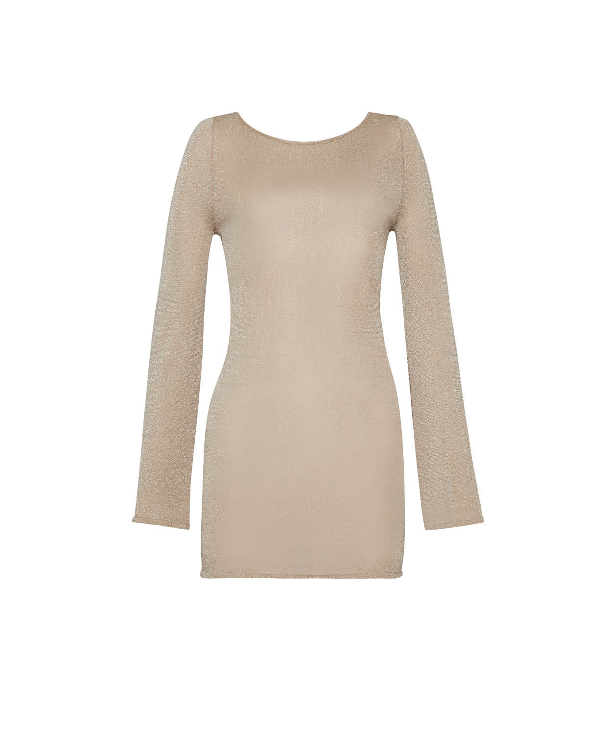 Beige long-sleeve dress on a white background