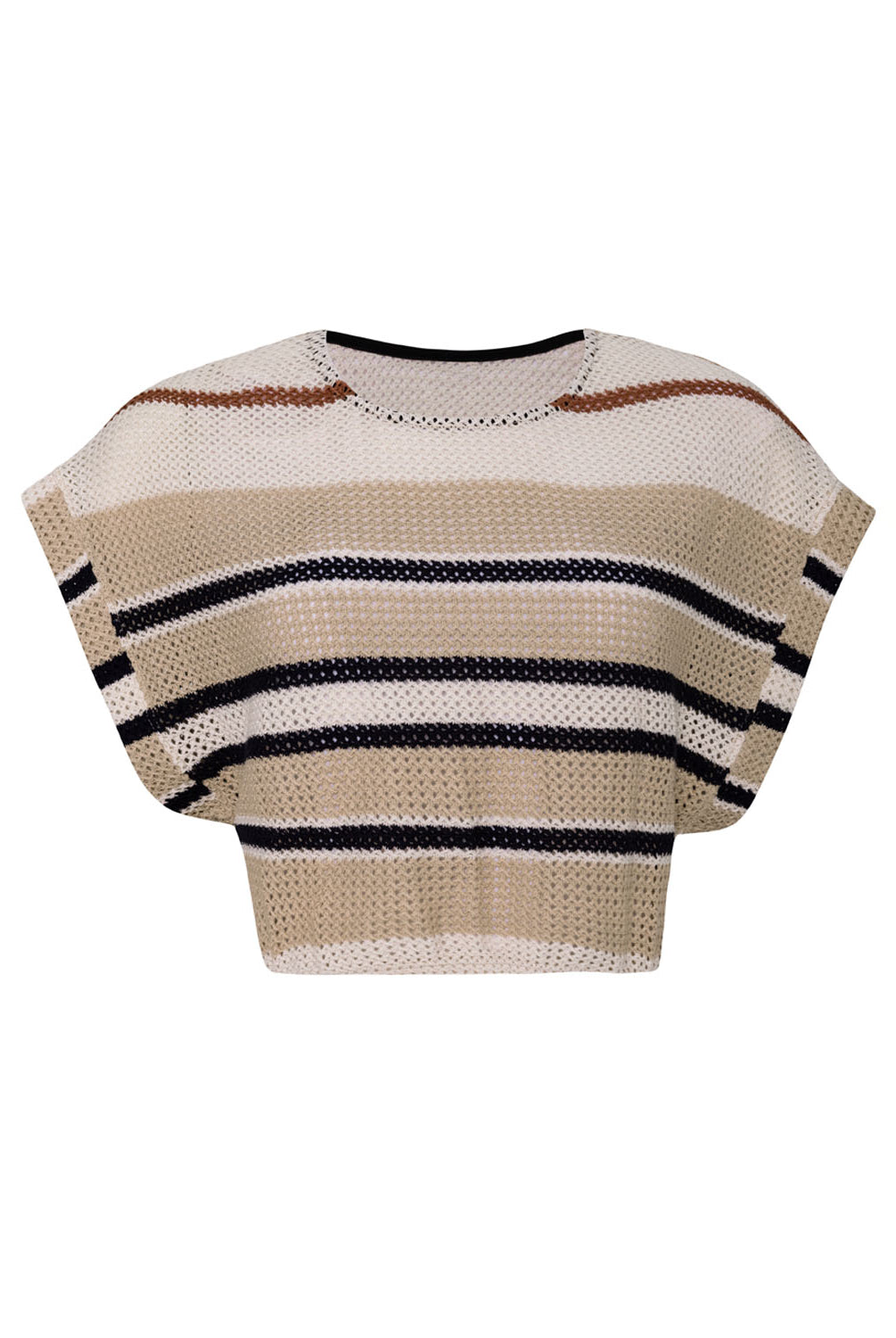 Pacific beige stripe Renee crop top made of lightweight, intricately woven fabric with a romantic boho style