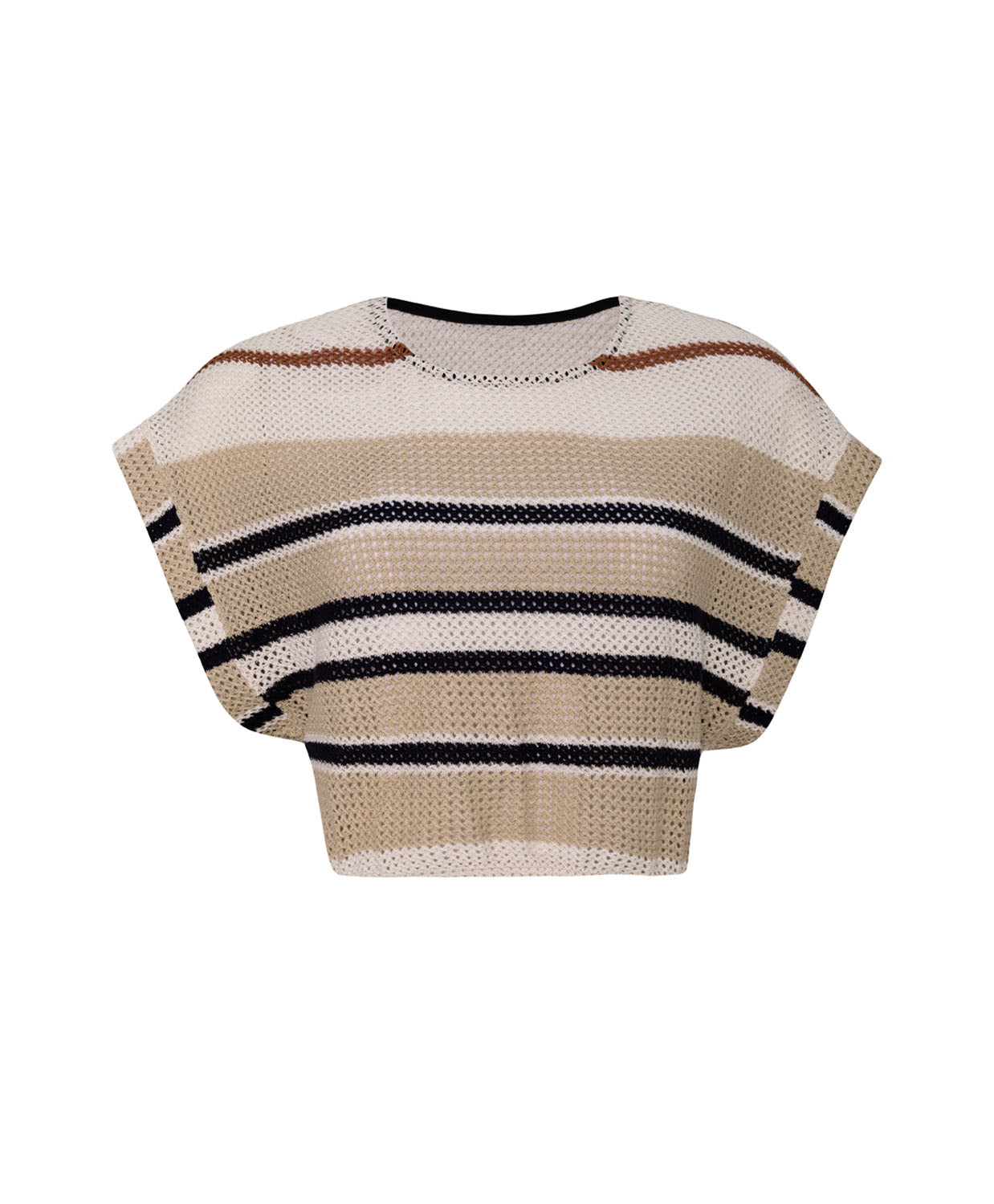 Pacific beige stripe Renee crop top made of lightweight, intricately woven fabric with a romantic boho style