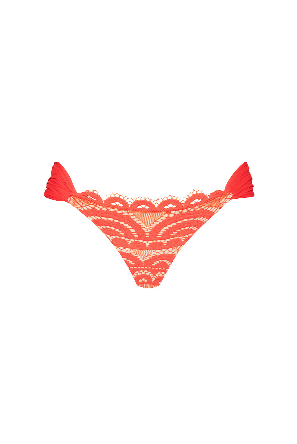 Passion Lace Fanned Bottom cheeky ruched bikini bottom with fanned lace detailing, designed for a sexy and comfortable swimwear look.