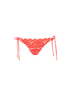 Passion Lace Tie Side Bottom in red lace with teeny bikini coverage and adjustable side ties.