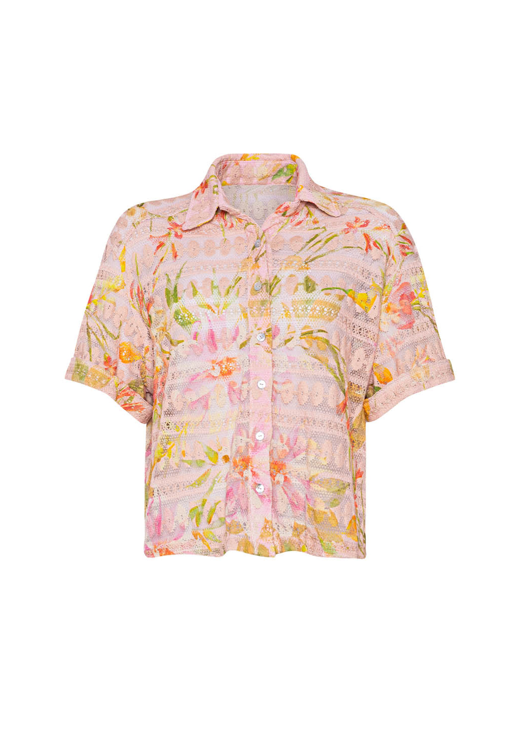 Floral patterned shirt on a white background