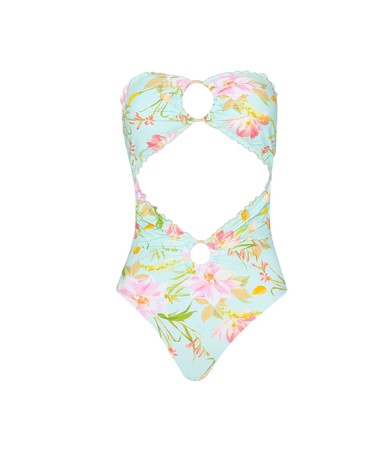 Floral-patterned swimsuit on a white background