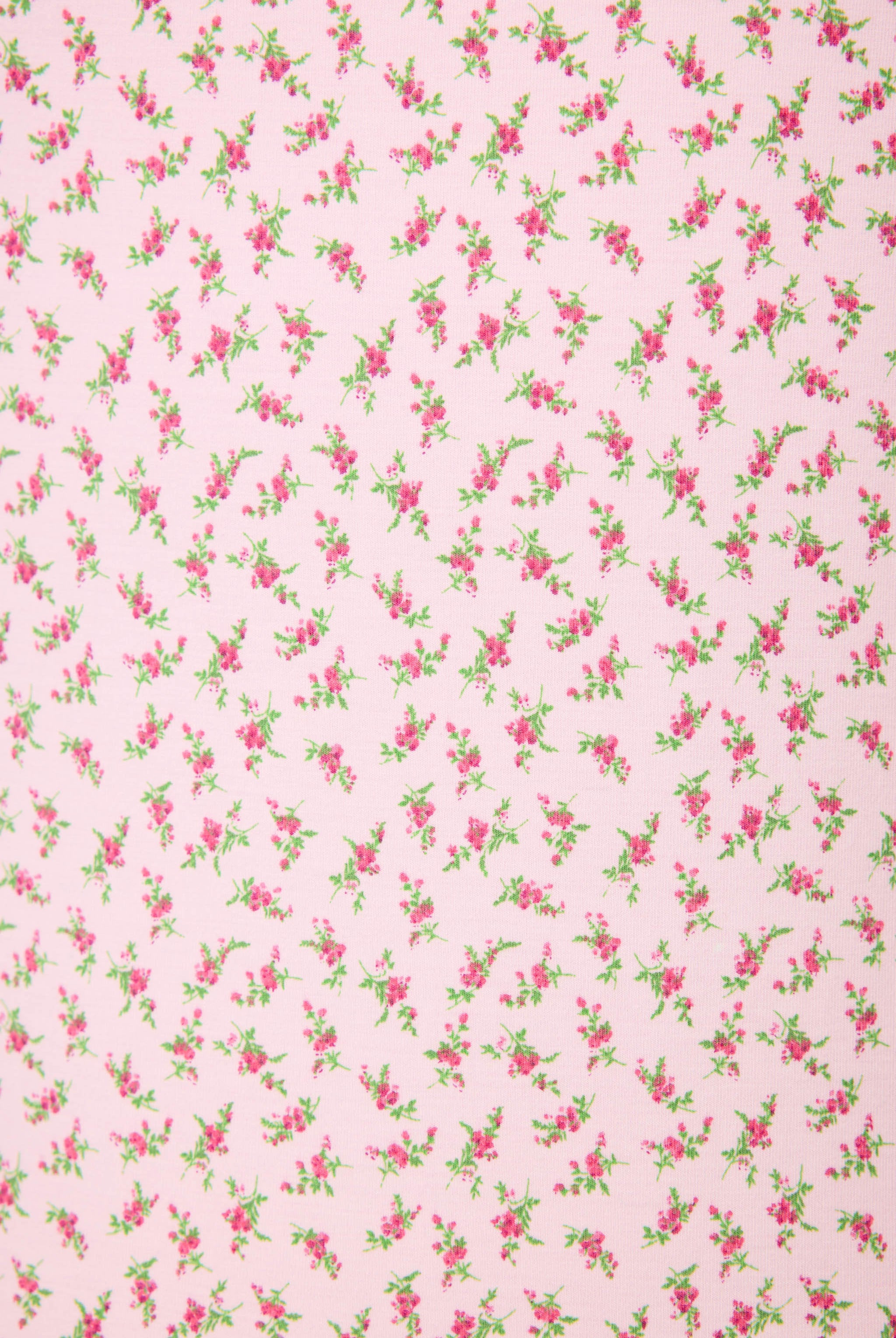 Ditsy Floral Midi Dress featuring pink dainty florals with leopard-print trim, a scoop neckline, and a side slit on a soft, midi-length tank silhouette.