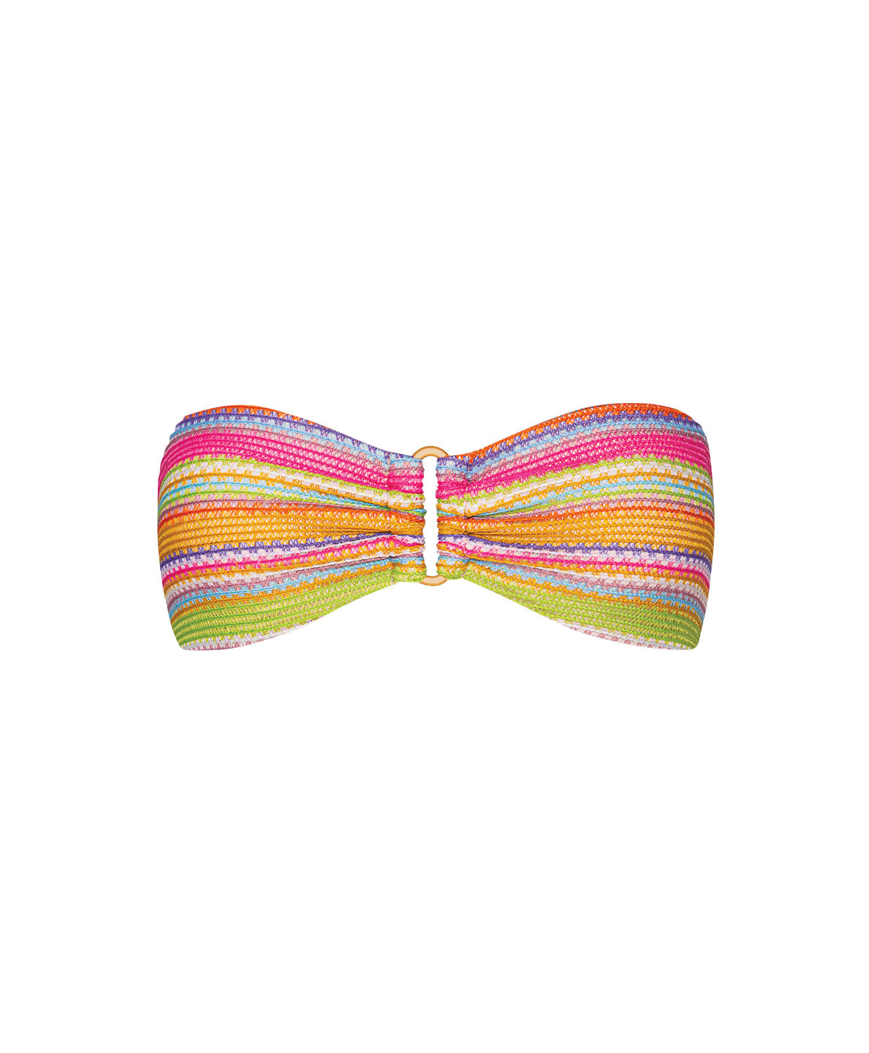 Multicolored striped bandeau top on a white background