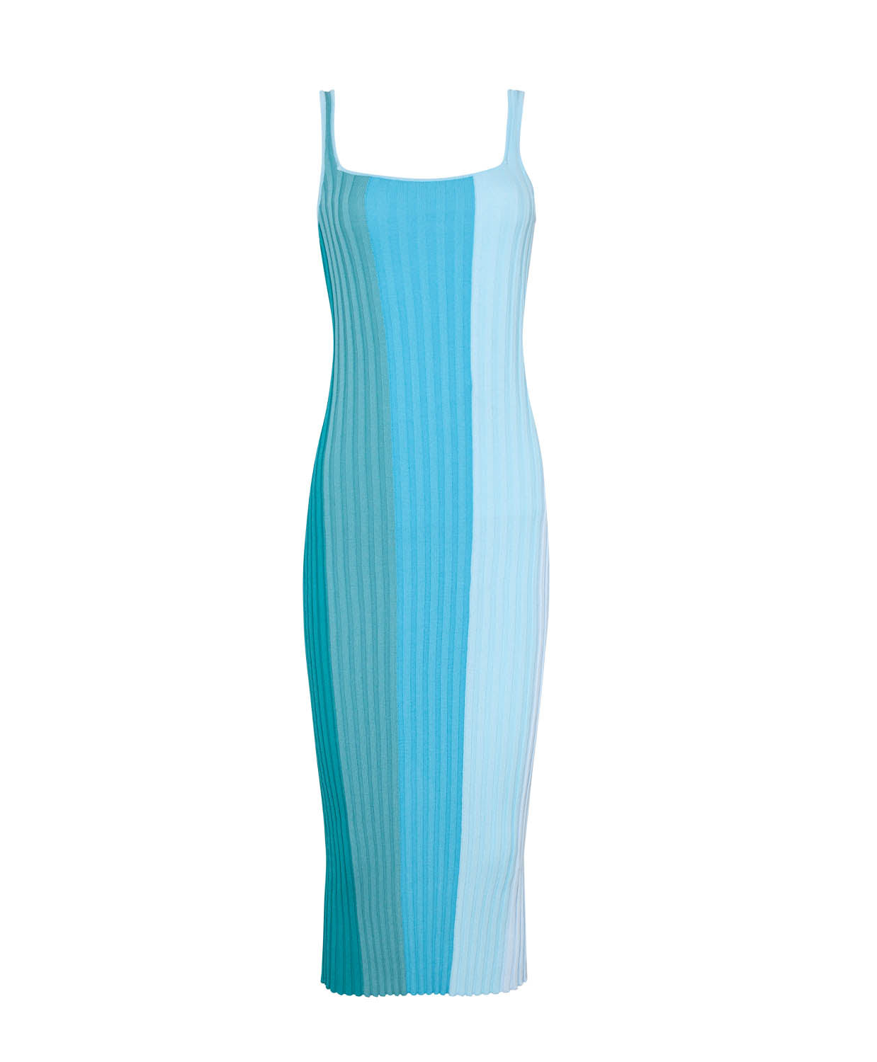 Blue ribbed dress on a white background