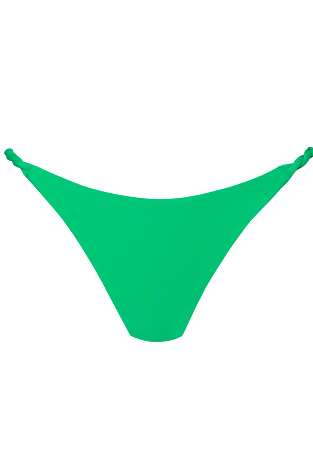 A green bikini bottom in front of a white background.