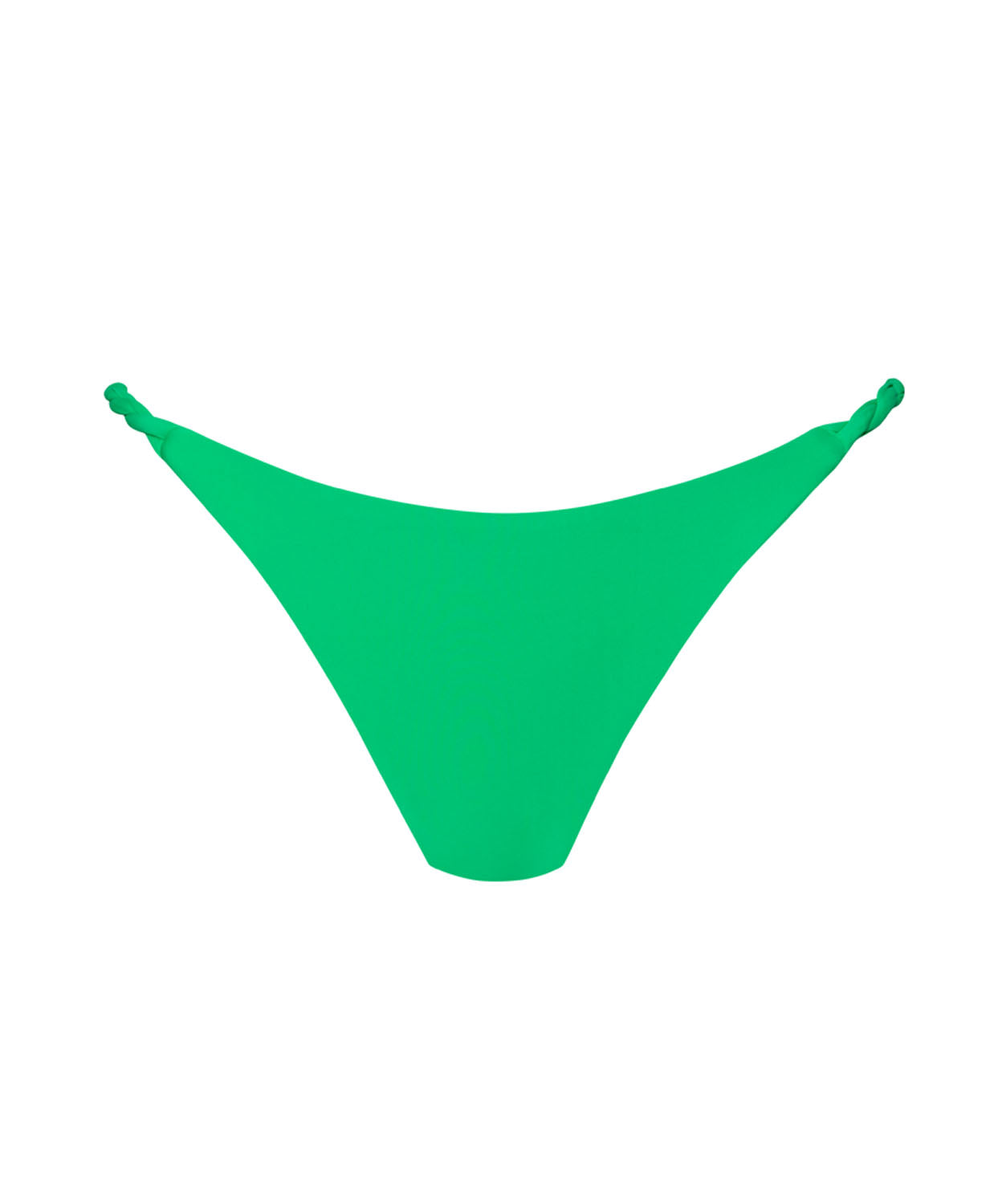 A green bikini bottom in front of a white background.