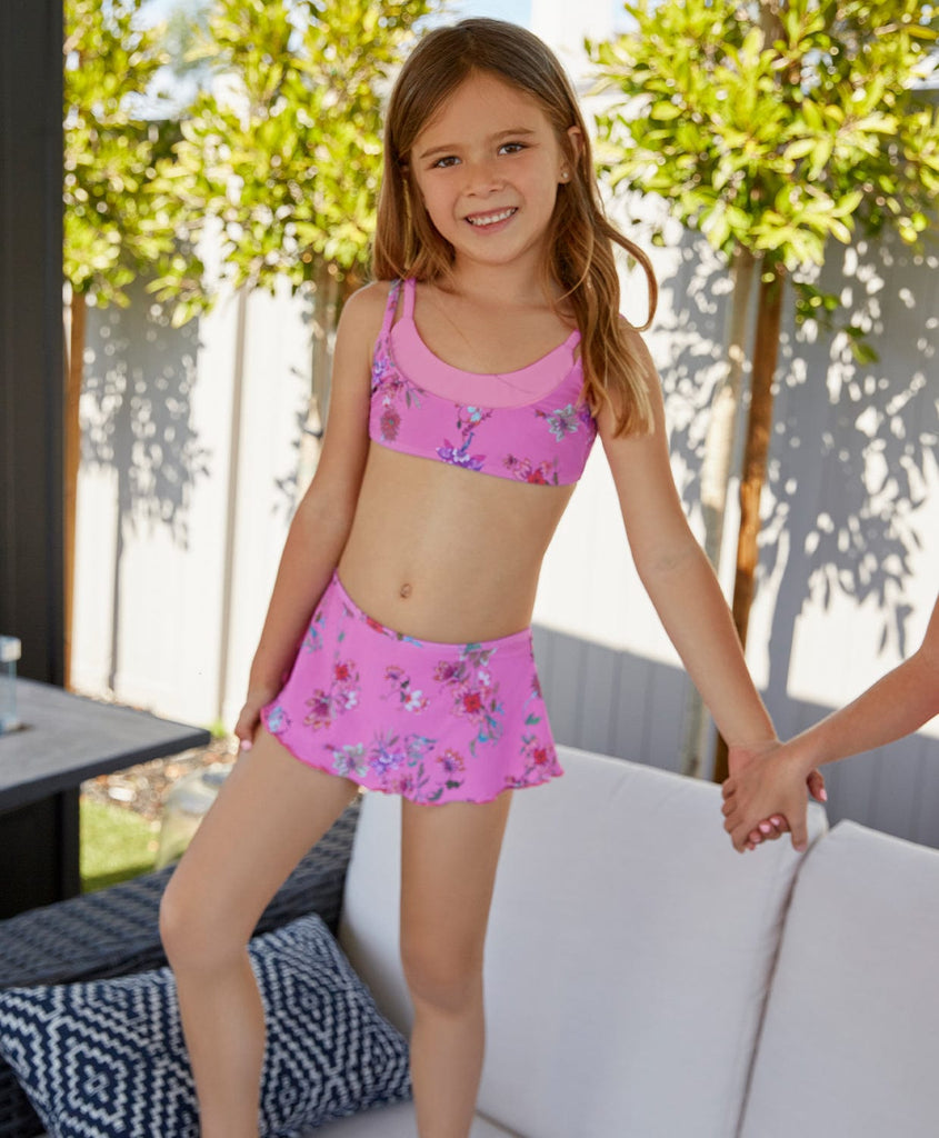 Kids Garden Pink Skirted Bikini