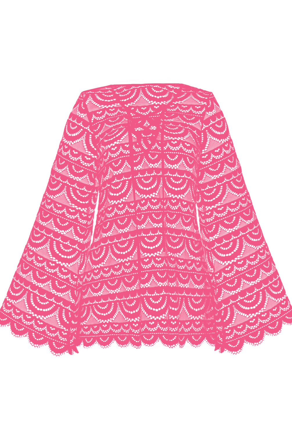 Pink lace dress on a white background