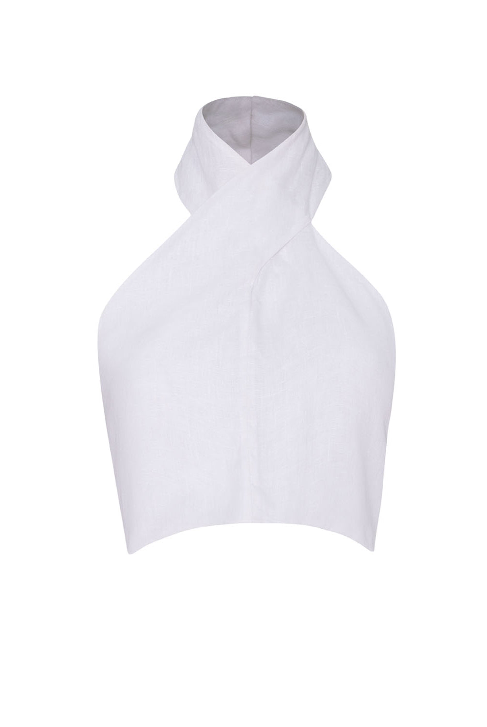 A white linen top against a white wall.
