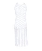White Sands Beaded Brynn cover-up featuring an intricate open net macramé design