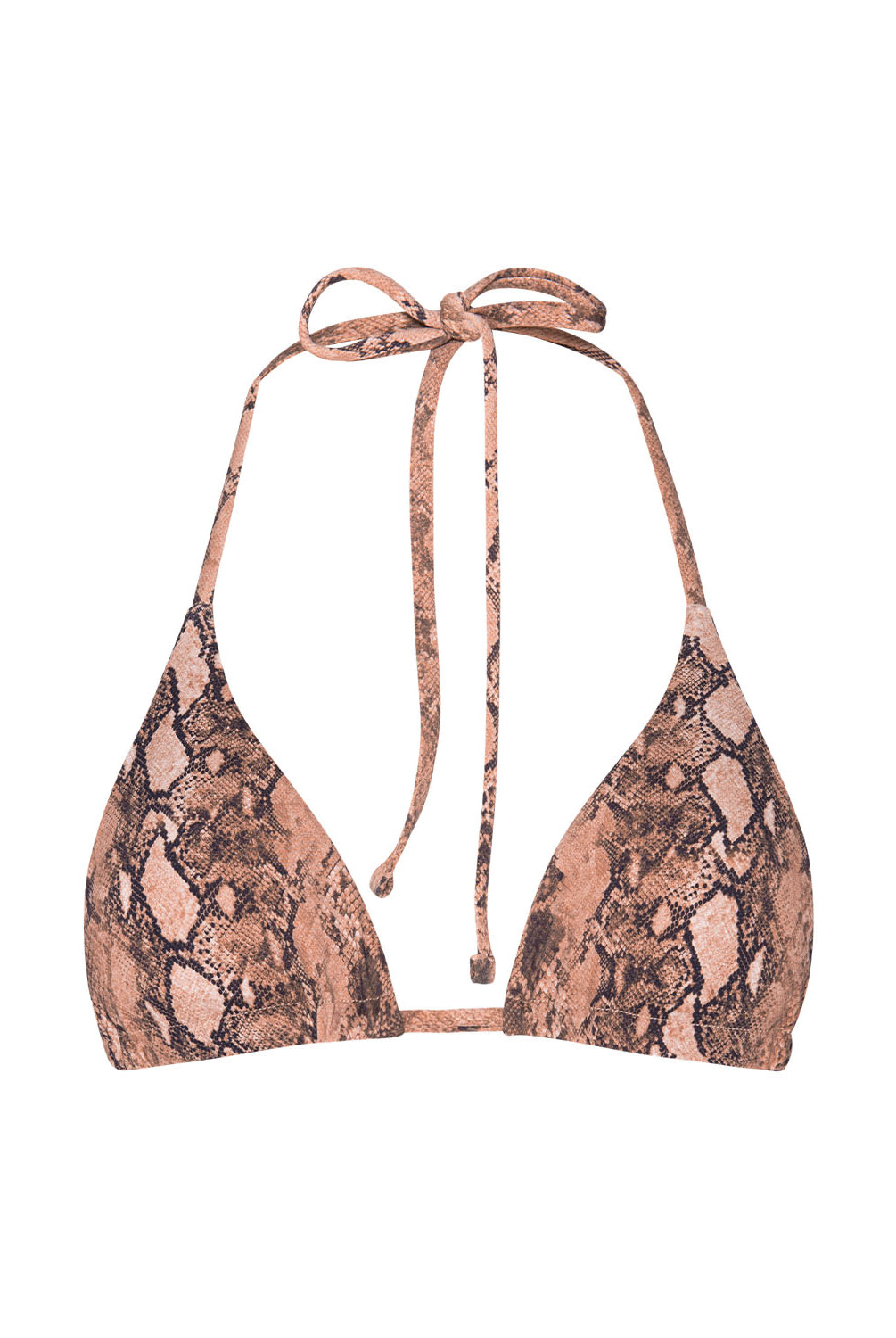 Boa Paige Triangle Top in snake print, minimal-coverage micro triangle bikini top.