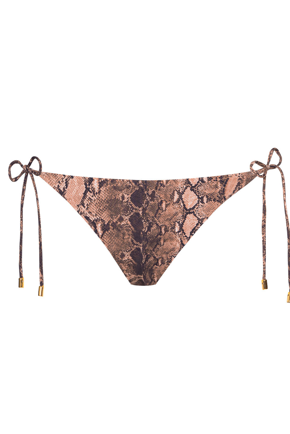 Boa tie-side bikini bottom with ruched back, paired with Paige Triangle Top