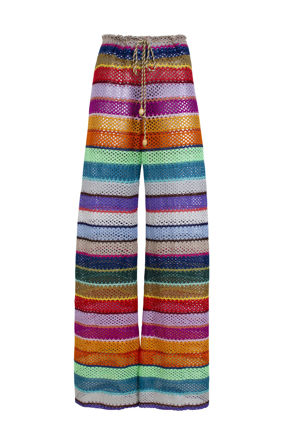 A blonde woman wearing a color block dress and a brunette woman wearing a color block top and pant set. Both woman are on a boat on a lake.