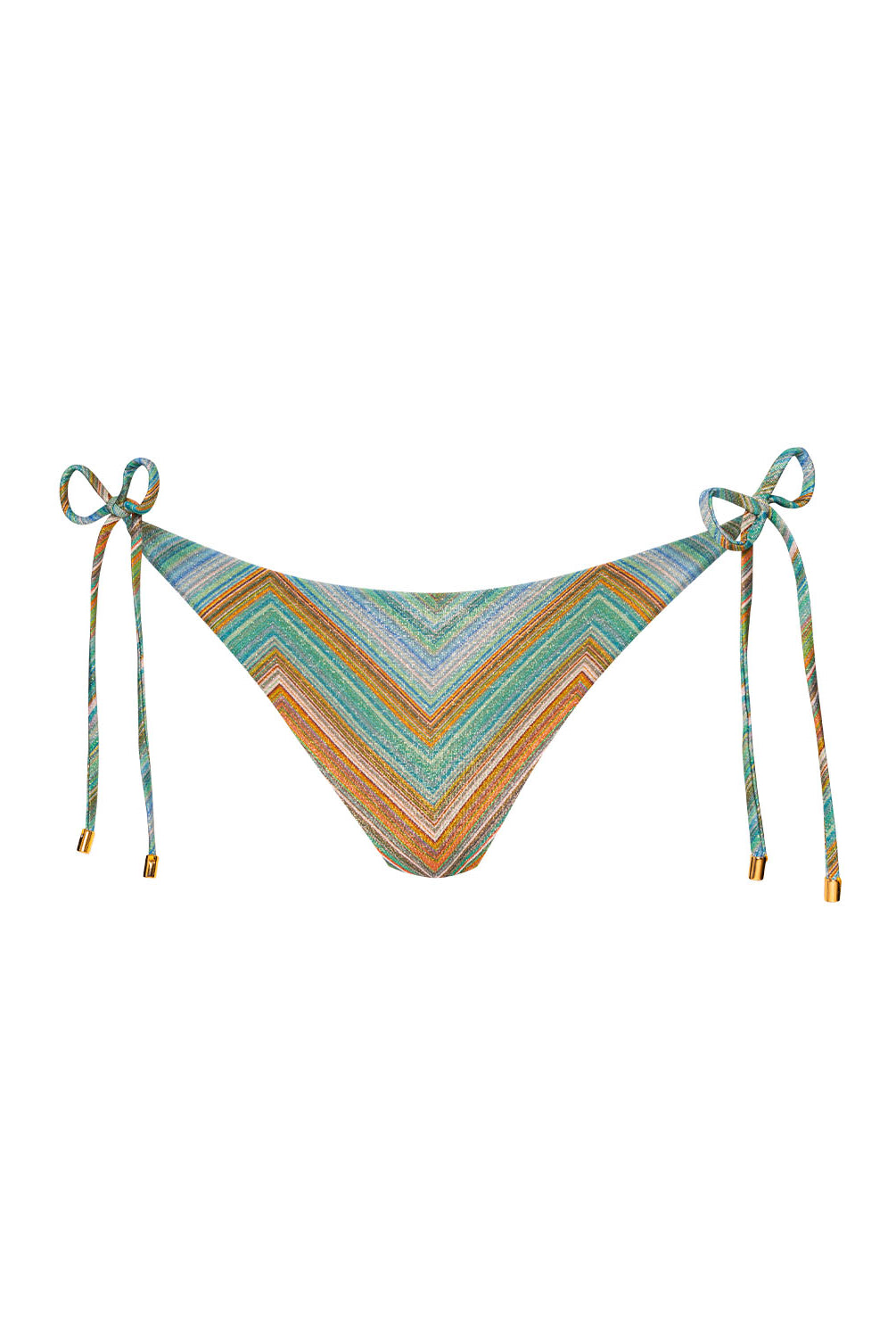 Chevy Tie Side Bottom in shimmering multicolor chevron with gold lurex