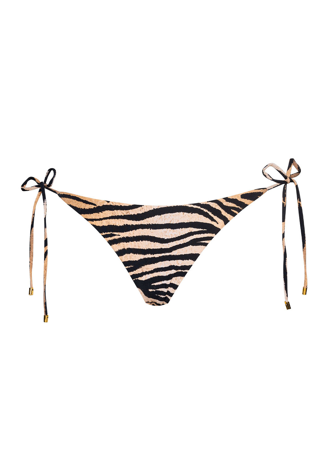 Cleo Tie Side Bottom bikini in bold animal print with adjustable side ties, showing cheeky coverage.