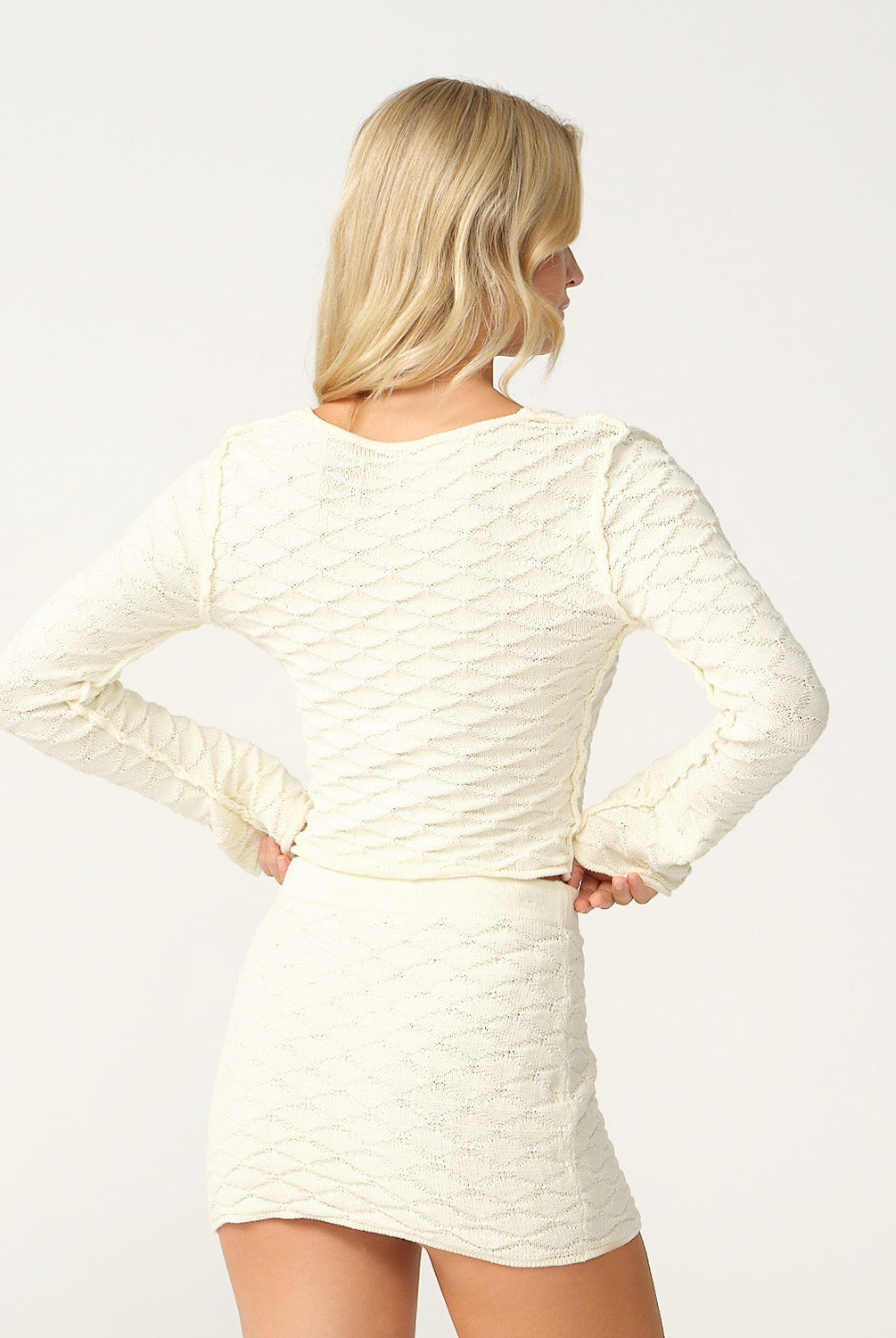 Cream Olive Crochet Short Skirt with adjustable tie waist