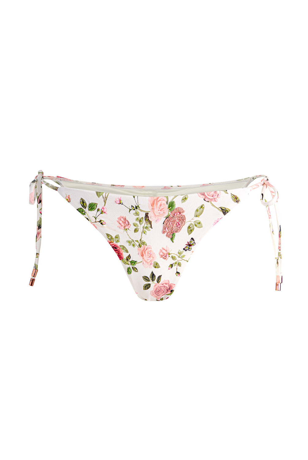 English Rose Tie Side Bottom bikini bottoms with adjustable side ties and floral print