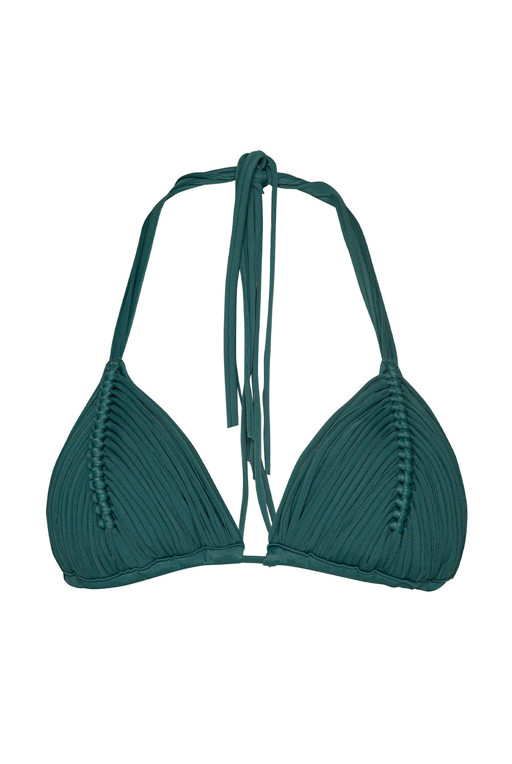 Fern Isla Triangle Top in Fern, featuring an intricately handwoven macramé triangle design.