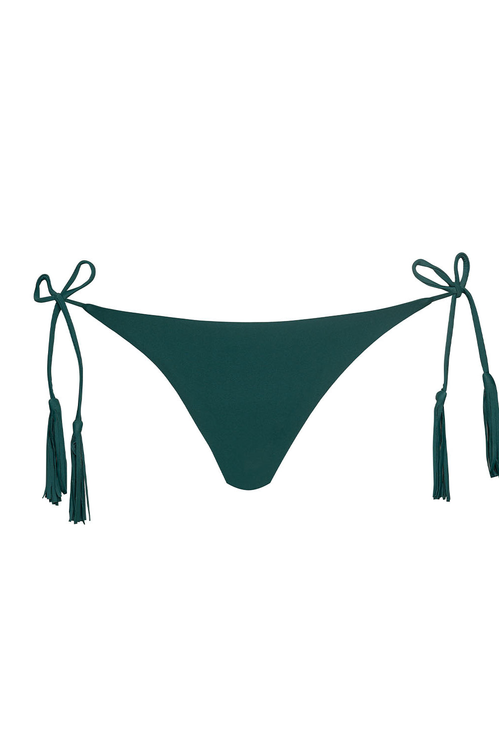 Fern Tie Side Bottom in luxe forest green with a flattering, cheeky ruched design.