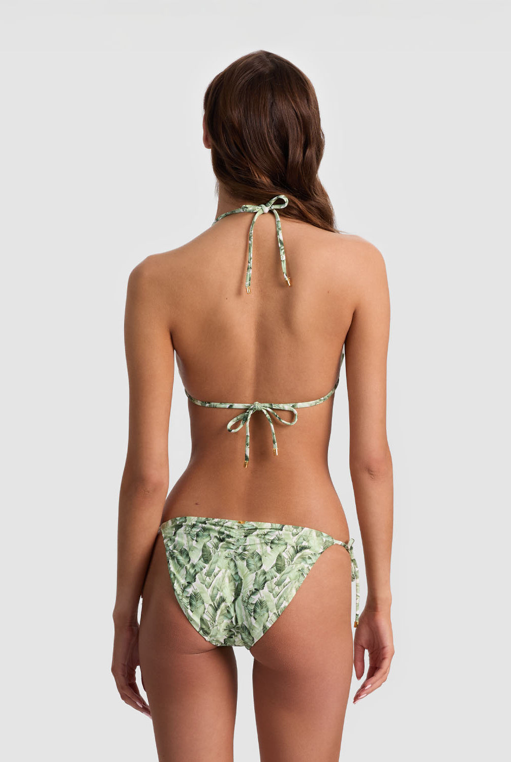 Floral Palm Tie Side Bottom bikini bottoms with tropical print and adjustable side ties