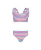 Kids Sherbet Finley Bikini in colorful striped terry cloth, a playful two-piece swimwear for girls.