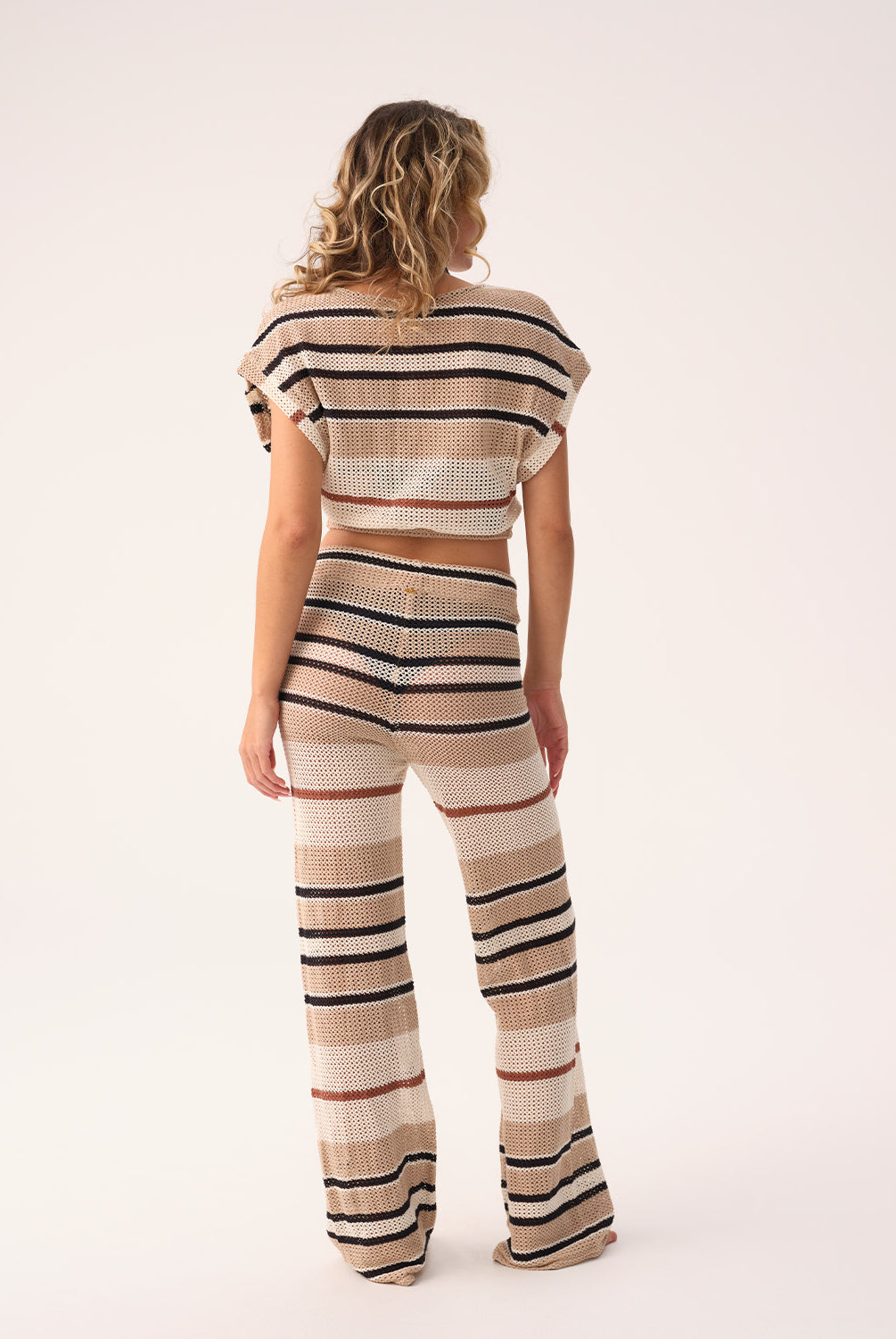 Pacific beige Bree Boho Pant with intricate woven pattern and adjustable drawstring waist, designed for a relaxed, flattering fit.