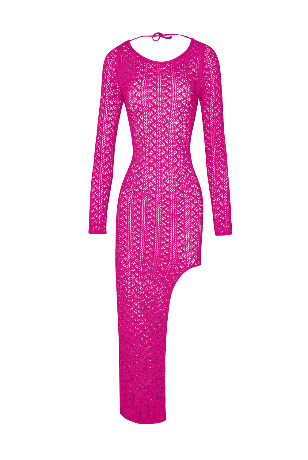 Petunia Harley Cover Up pink knit mid-length cover-up with high side slit and open back, styled over swimwear.