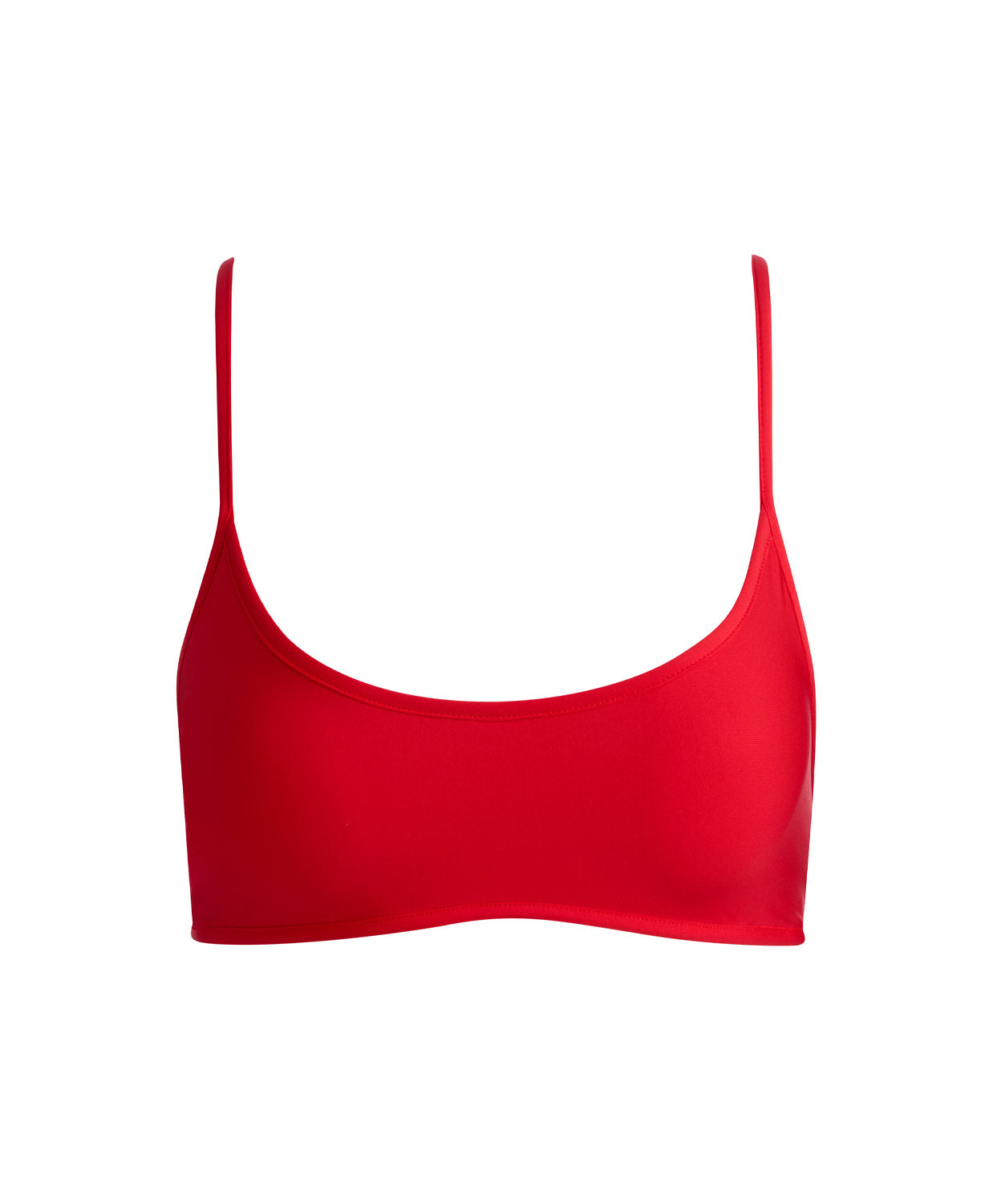 Red Apple Bralette Top sporty bikini top with scoop neck and crisscross straps