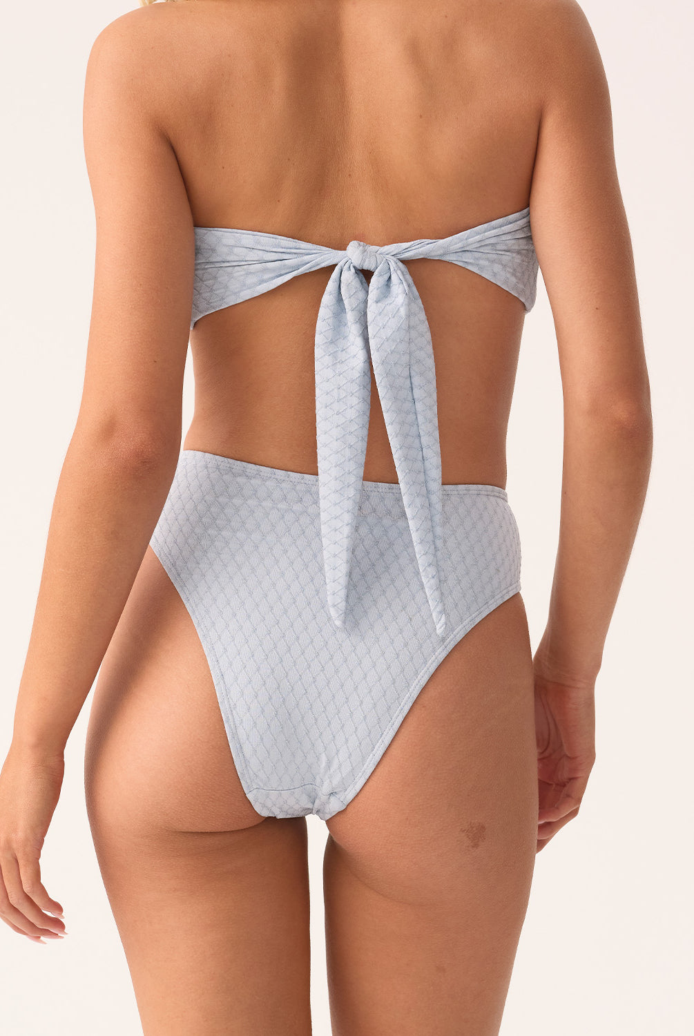tallulah detail strapless blue bandeau bikini top