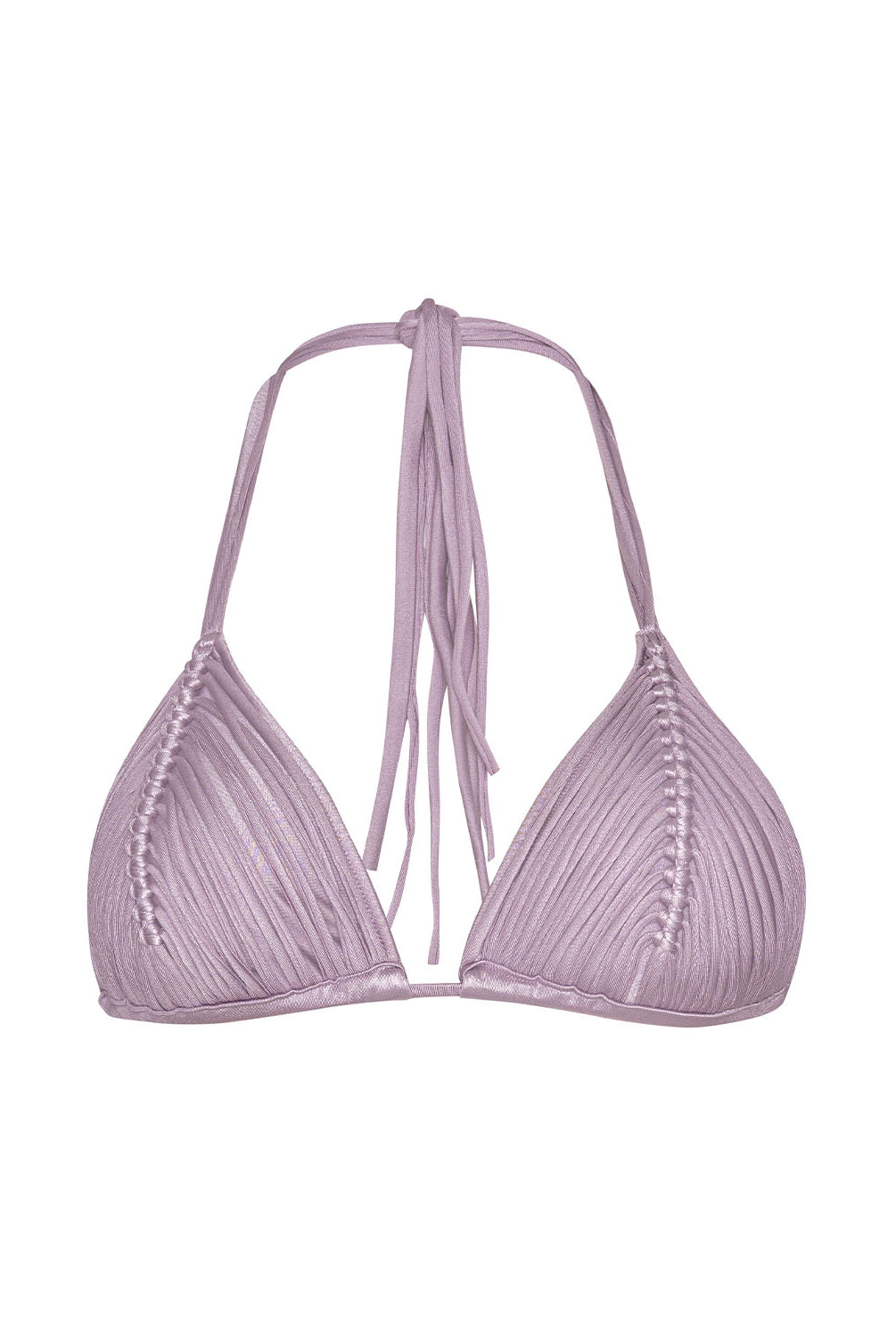 Violet Sands Isla Triangle Top with handwoven macramé detailing in light purple