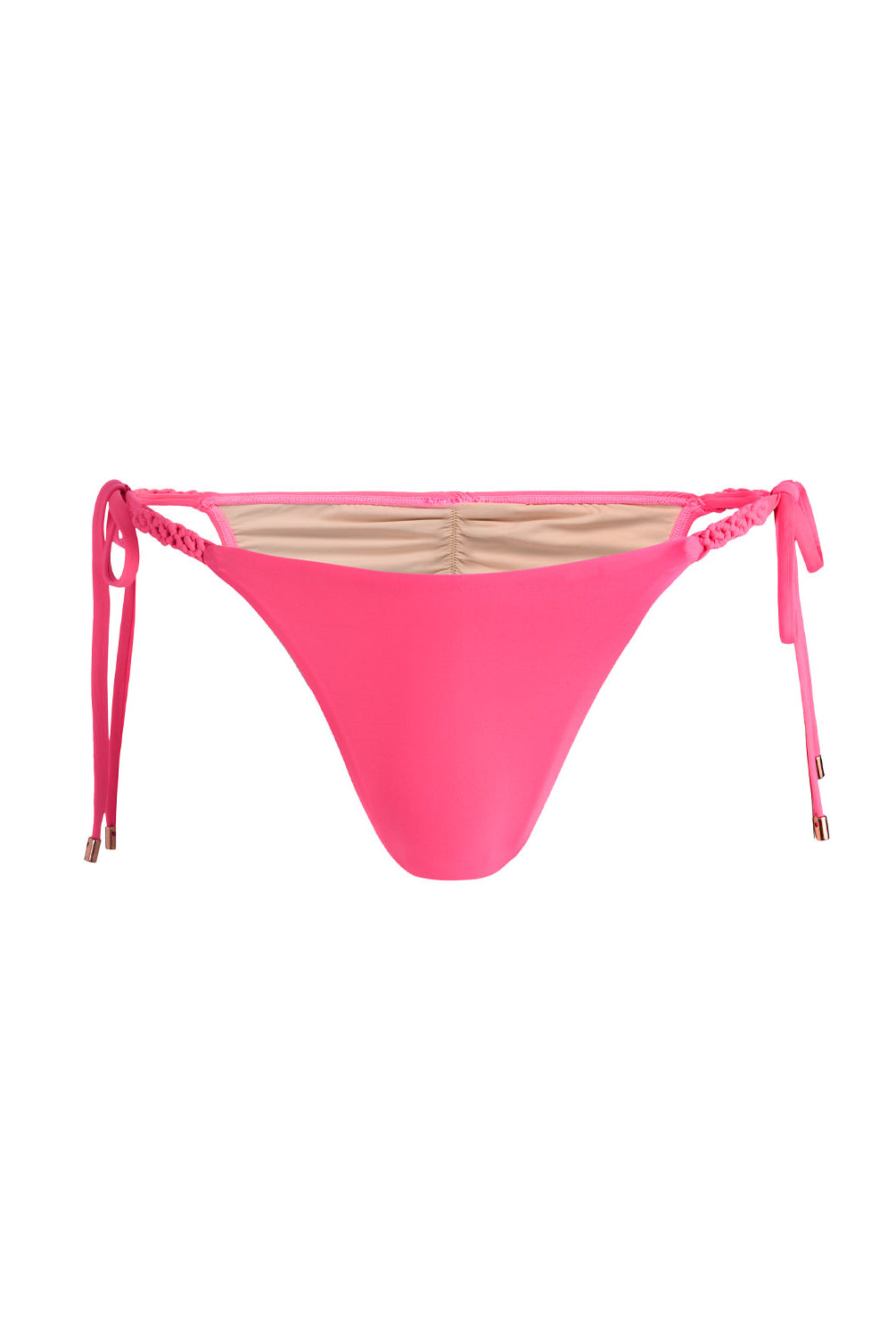 Vivid Pink Tie Side Bottom with adjustable side ties in a bright pink hue