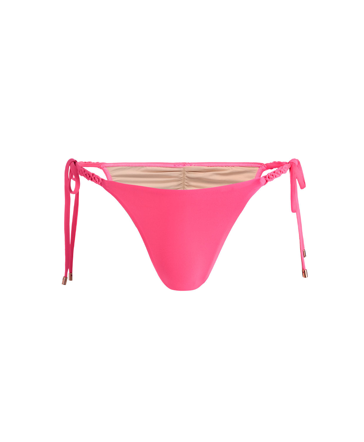 Vivid Pink Tie Side Bottom with adjustable side ties in a bright pink hue