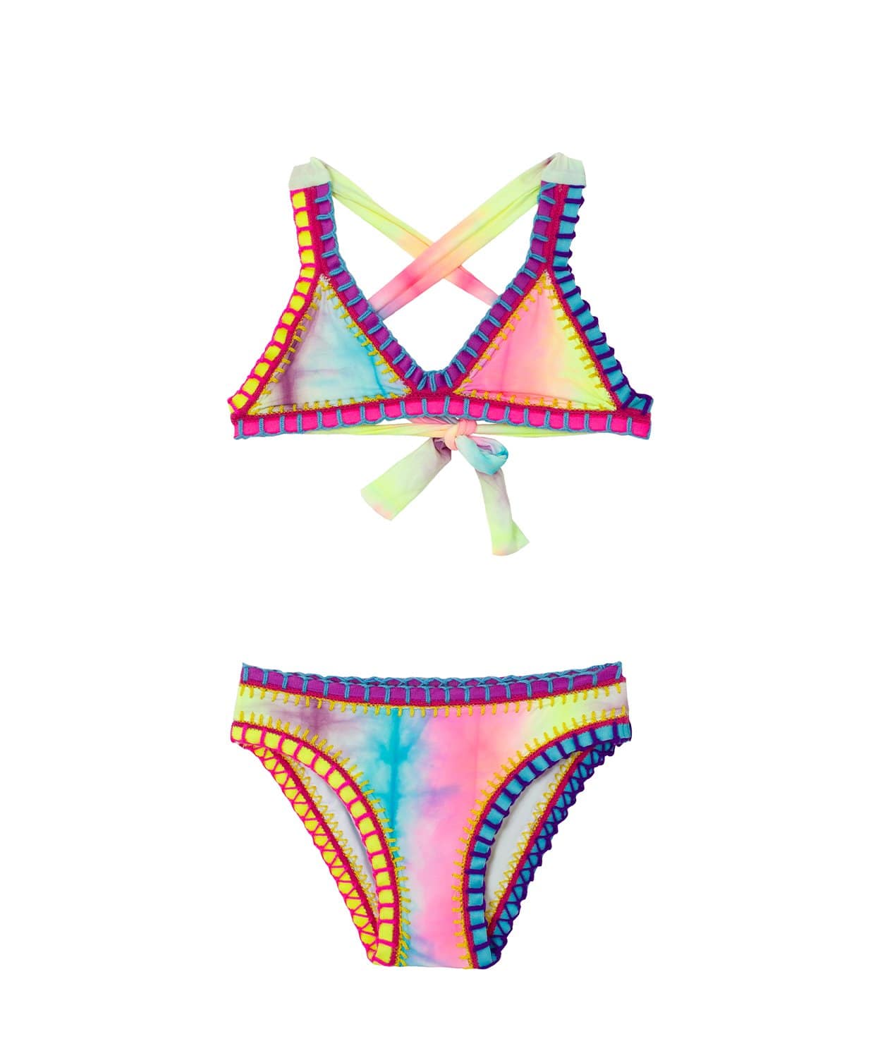 Kids Tie Dye Rainbow Embroidered Bikini - PQ Swim (PilyQ)