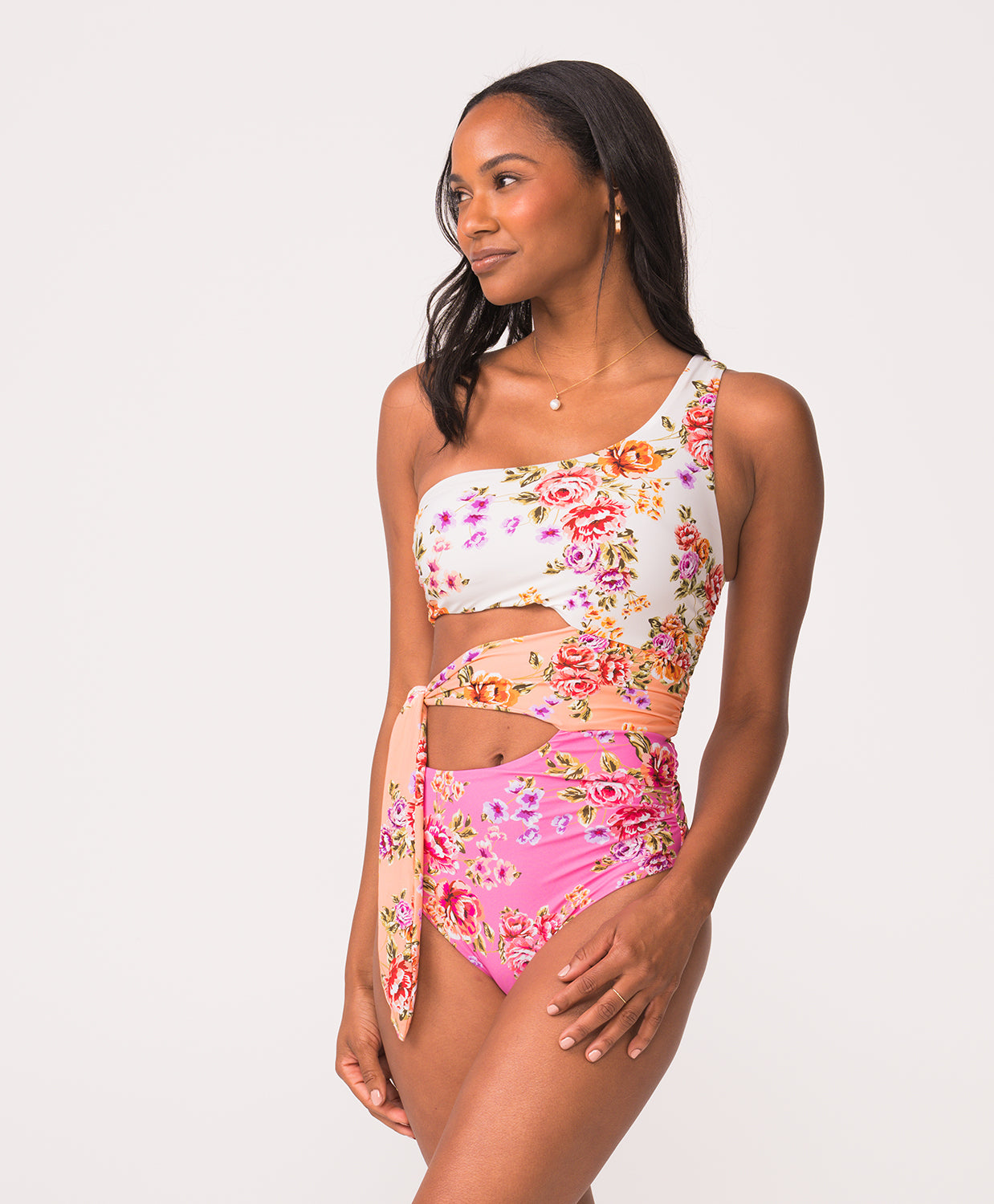 ★SENTI★pallet pastel /Semi cut /cross back Swimsuit Side Cut Out One Piece in Pastel Shores – Jessica Simpson