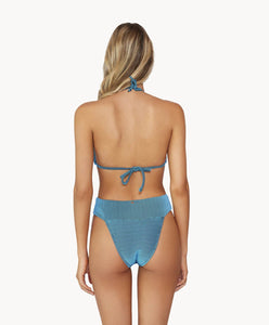 geluboao Blue High Waisted Bikini Bottoms for Women