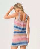 Blueberry Cleo Skirt pastel striped crochet mini skirt with adjustable tie and lightweight resort style