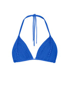 Blueberry Isla Triangle Bikini Top in vibrant blue with handwoven macramé detailing